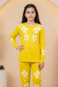 Girls Yellow Floral Matching Set