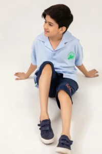 Boys Casual Light Blue Shirt & Shorts Set